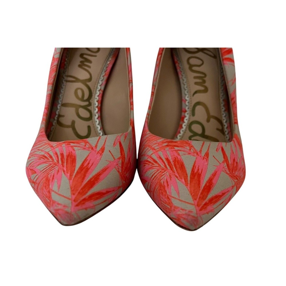 Sam Edelman Shoes Size 7.5 Hazel Pumps Heel Pointed Toe Hot Coral Pink Tropical - Picture 11 of 11